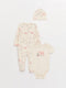 Crew Neck Printed Baby Girl 3-Piece Set